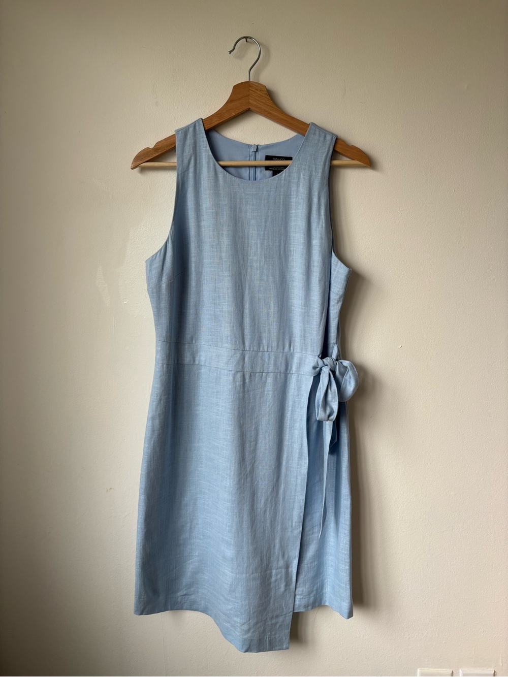 RW&Co ✨2026 HOTTEST COLOUR✨ Light Blue Sleeveless Tie-Waist Dress - linen blend